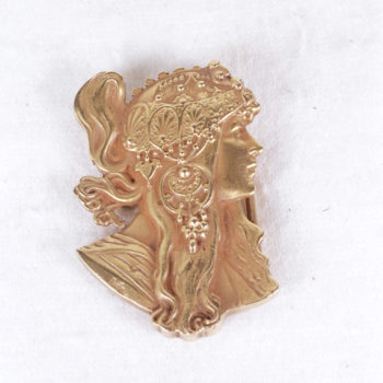 14K Gold Art Nouveau French Woman