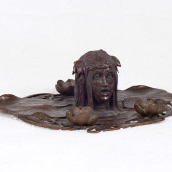 Art Nouveau Bronze Lilypad Ink Well