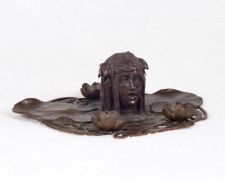 Art Nouveau Bronze Lilypad Ink Well