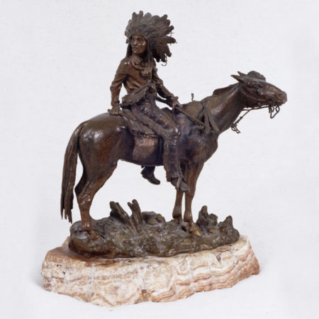 Carl Kauba bronze figure of an American Indian on horseback