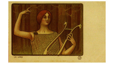 La Lyre vintage postcard