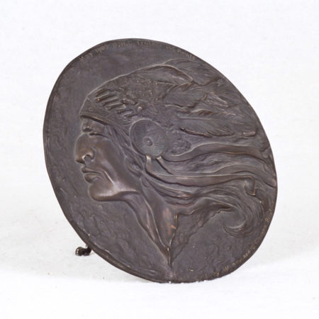 Bronze Indian chief medallion