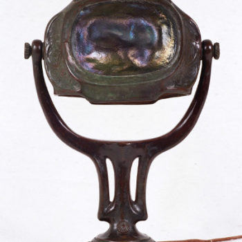 Tiffany Favrile Glass and Bronze Turtleback Tile Zodiac Lamp