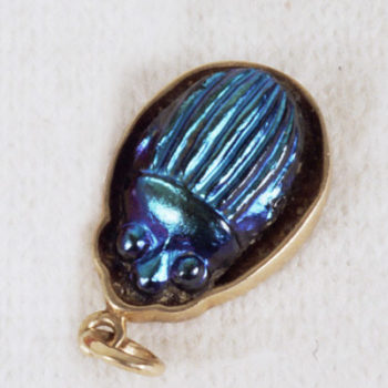 Blue Scarab Pendant Set in 14 Karat Gold