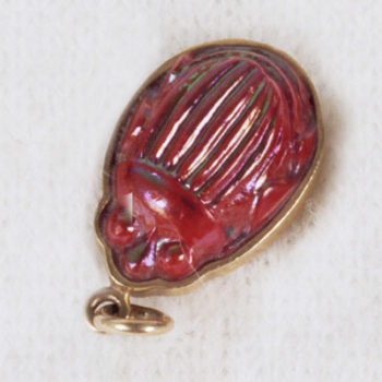 Red Scarab Pendant Set in 14 Karat Gold