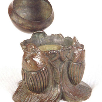 Tiffany Bronze Scarab Inkwell