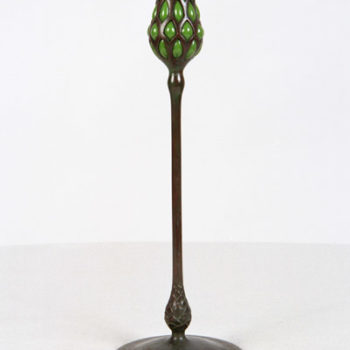 Tiffany Favrile Glass and Bronze Candlestick