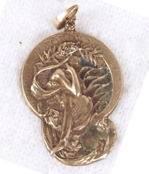 Lalique Gold Enamel Pendant
