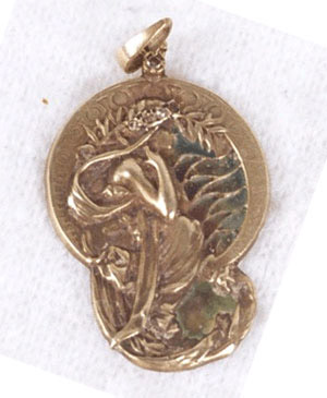 Lalique Gold Enamel Pendant